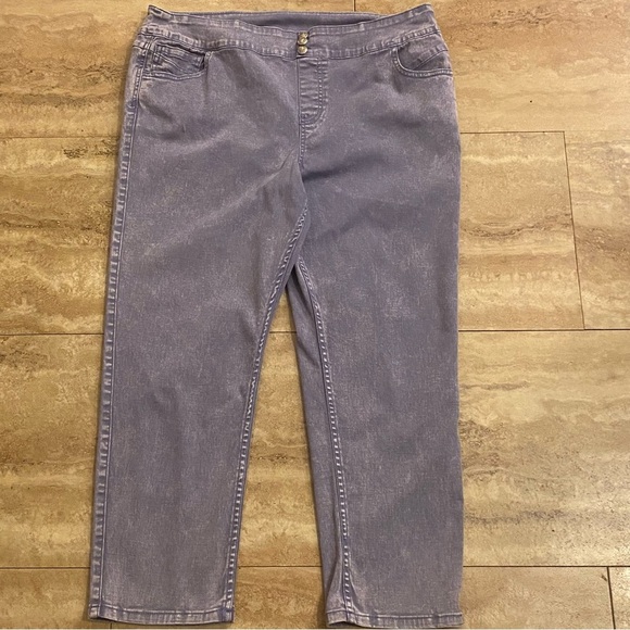 Soft Surroundings Womens Elastic Waist Stretch Jeans Size L Distressed Purple - Picture 1 of 8